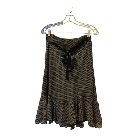Geri C New York W Size M A Line Flounce Black/White Elastic-Waistband Midi Skirt - Picture 4 of 10